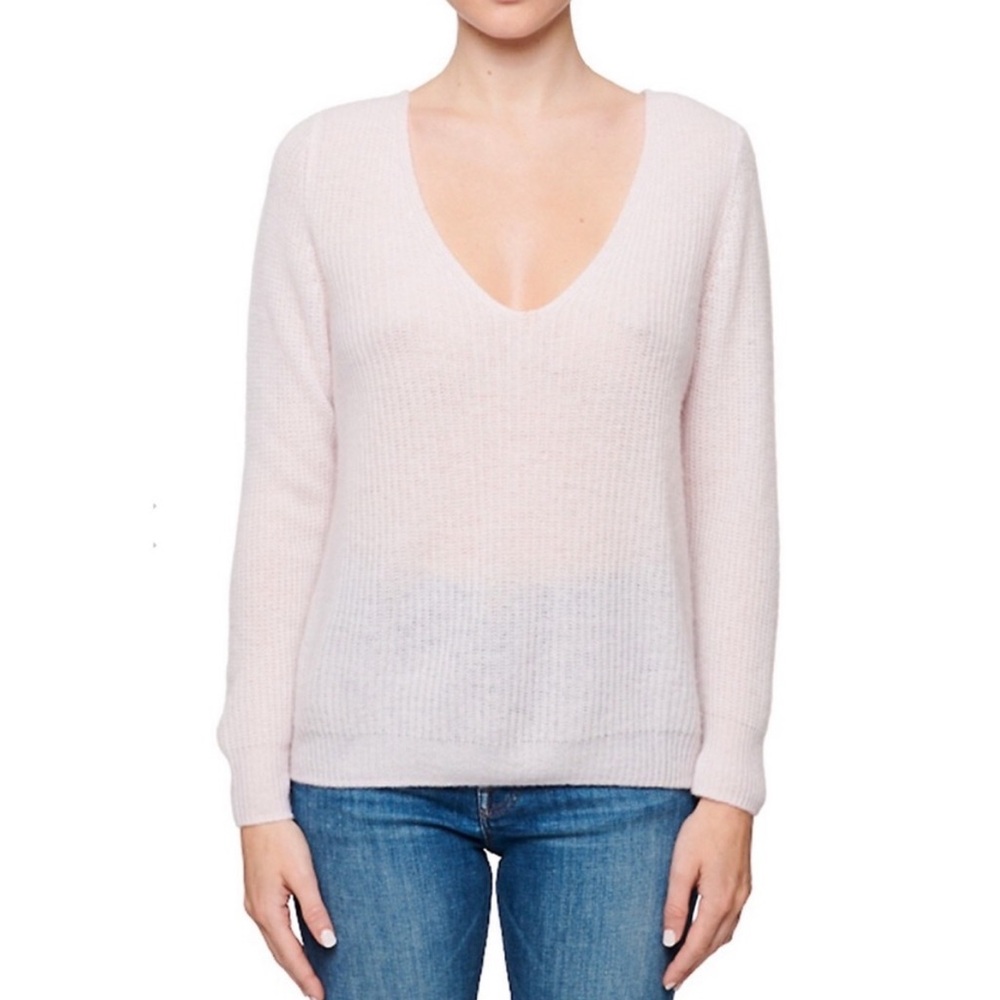 LINE 100% Cashmere V-Neck Sweater in Ballet Slipper Pink Size Small